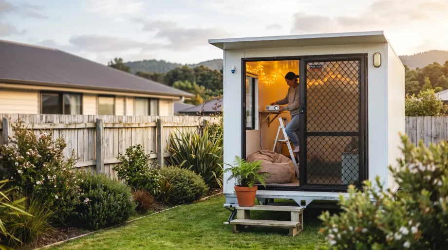 Three creative ways to use a portable cabin: sound room, potting room and online shop packing room.